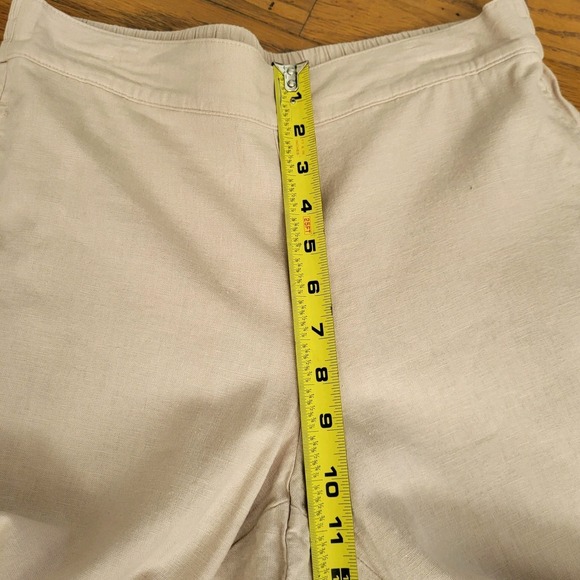 Ann Taylor Factory Beige Cropped Pull on Pants Linen Blend Pockets Medium Petite - Picture 8 of 10
